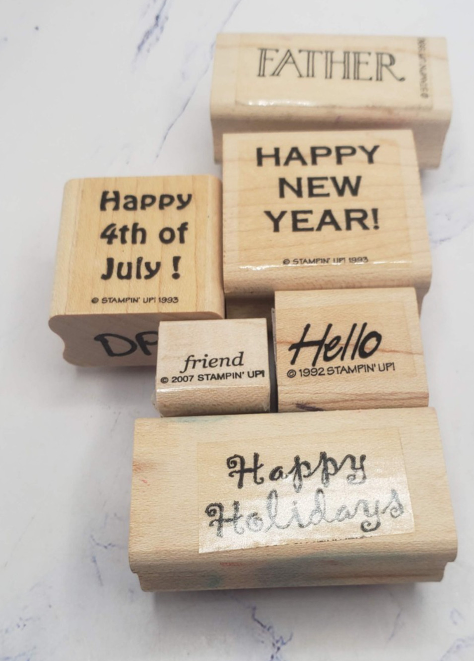 Lot of 5 Words and Phrases Stampin Up Wood Mounted Rubber Stamps